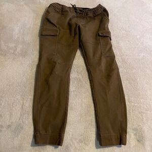 Stone Falcon Mens Slim Fit Cargo Jogger Pants Brown Smal Elastic Waist (32x28)
